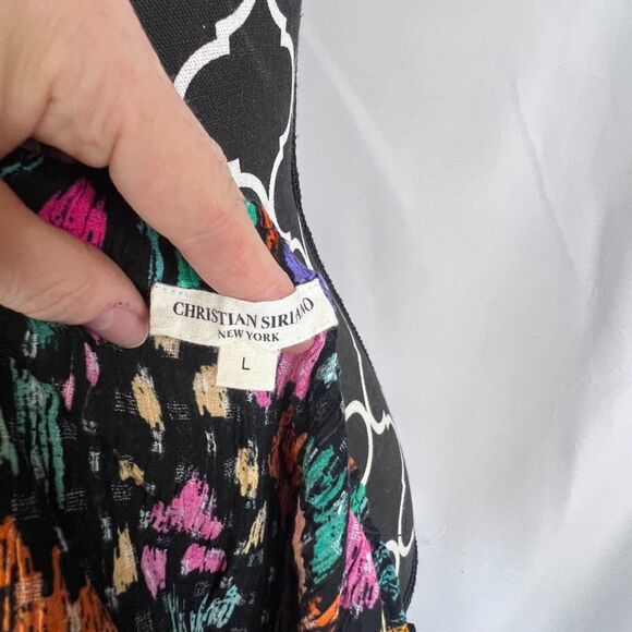 Christian Siriano Bold Colorful Maximal Print Stretchy Neckline Crop Top Size LG - Picture 6 of 9